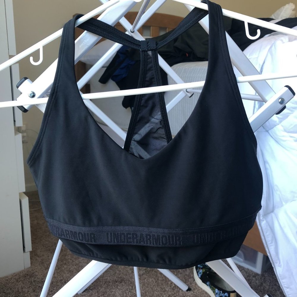 ✨Black long line underarmour sports bra Size S